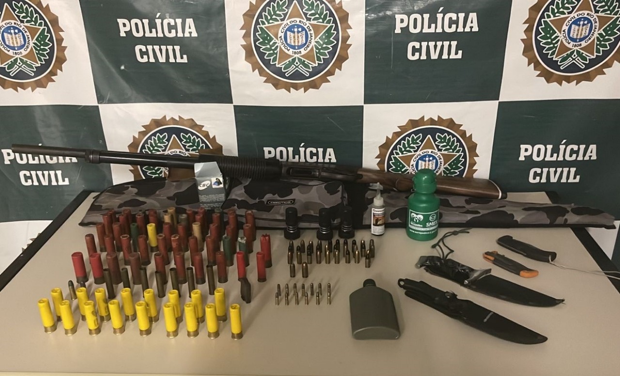 Armas e munições apreendidas pela Polícia Civil