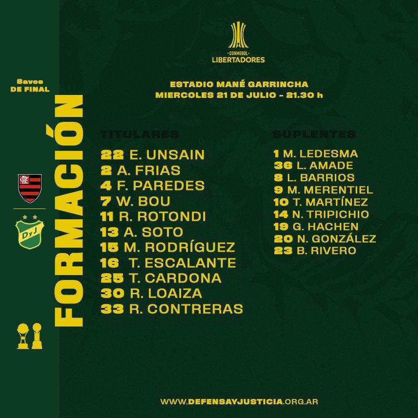 Defensa y Justicia escalado para pegar o Flamengo pelas oitavas de final da Libertadores