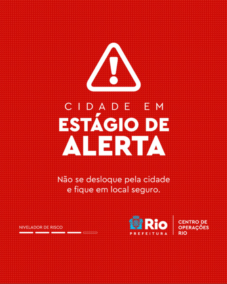 Cidade do Rio entra em estágio de Alerta após fortes chuvas