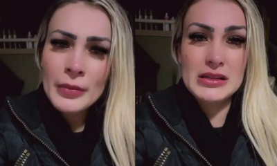 Andressa Urach chorando ao relembrar época na igreja