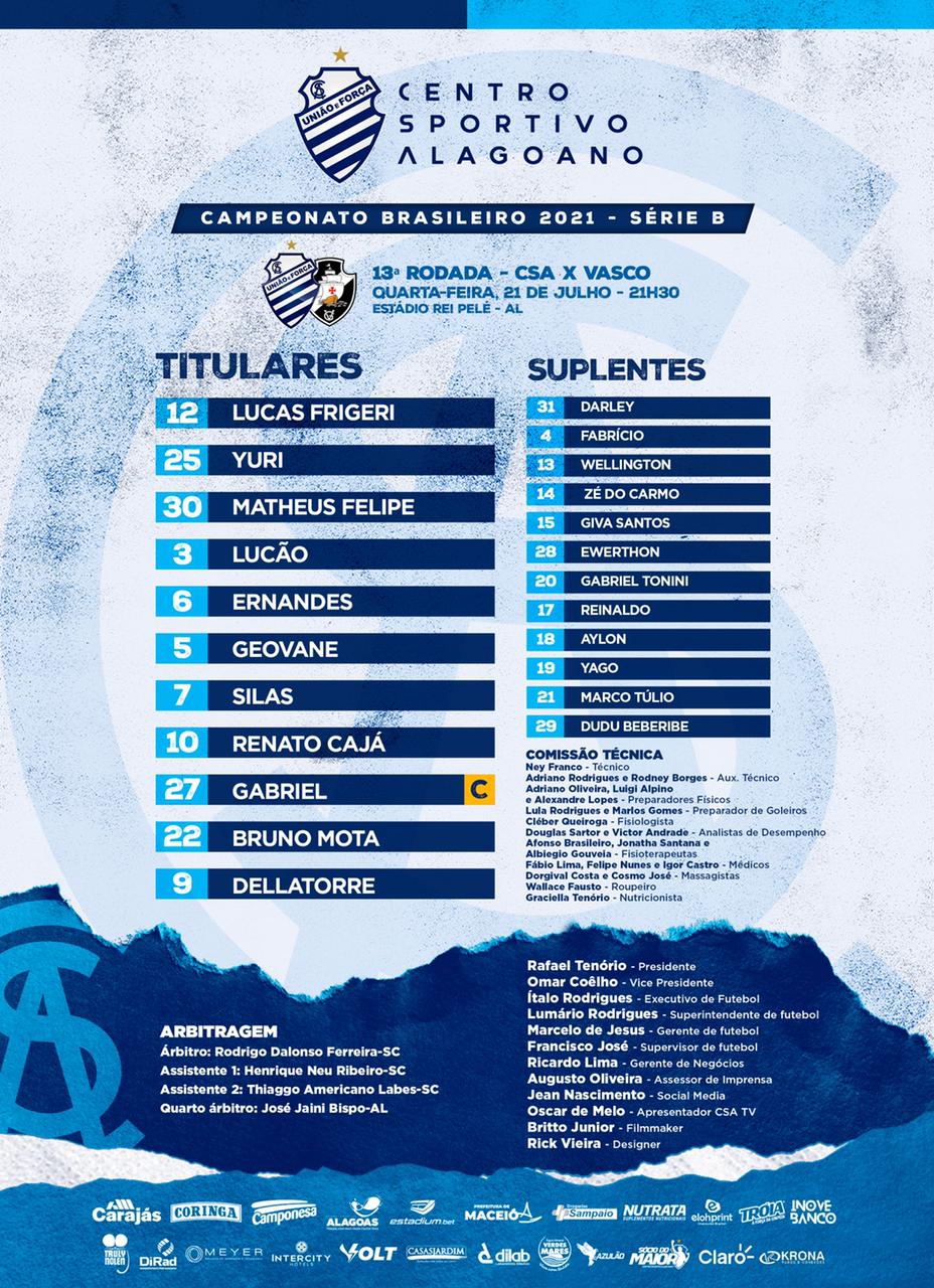 CSA escalado para pegar o Vasco pela Série B