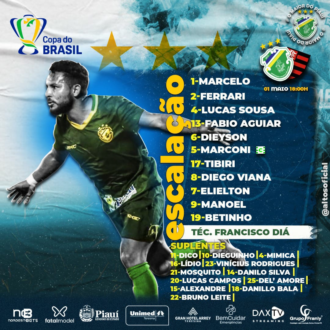 Altos, do Piauí, escalado para pegar o Flamengo pela terceira fase da Copa do Brasil