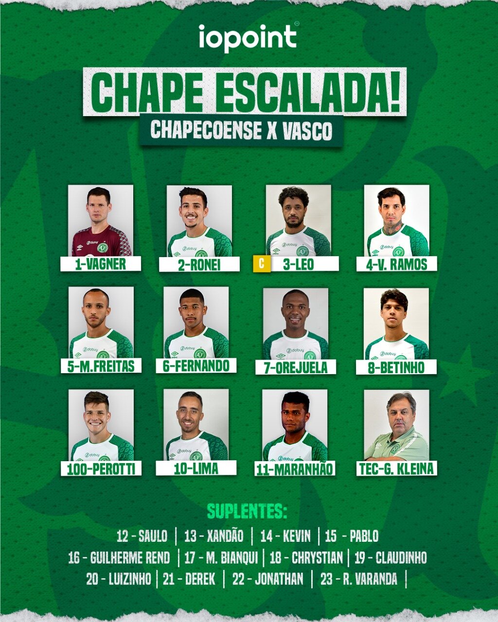 Chapecoense escalada para pegar o Vasco pela Série B do Campeonato Brasileiro