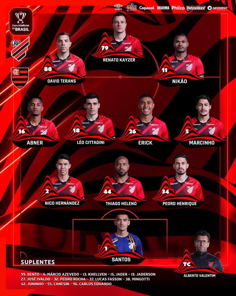 Athletico-PR escalado para pegar o Flamengo pelo Campeonato Brasileiro