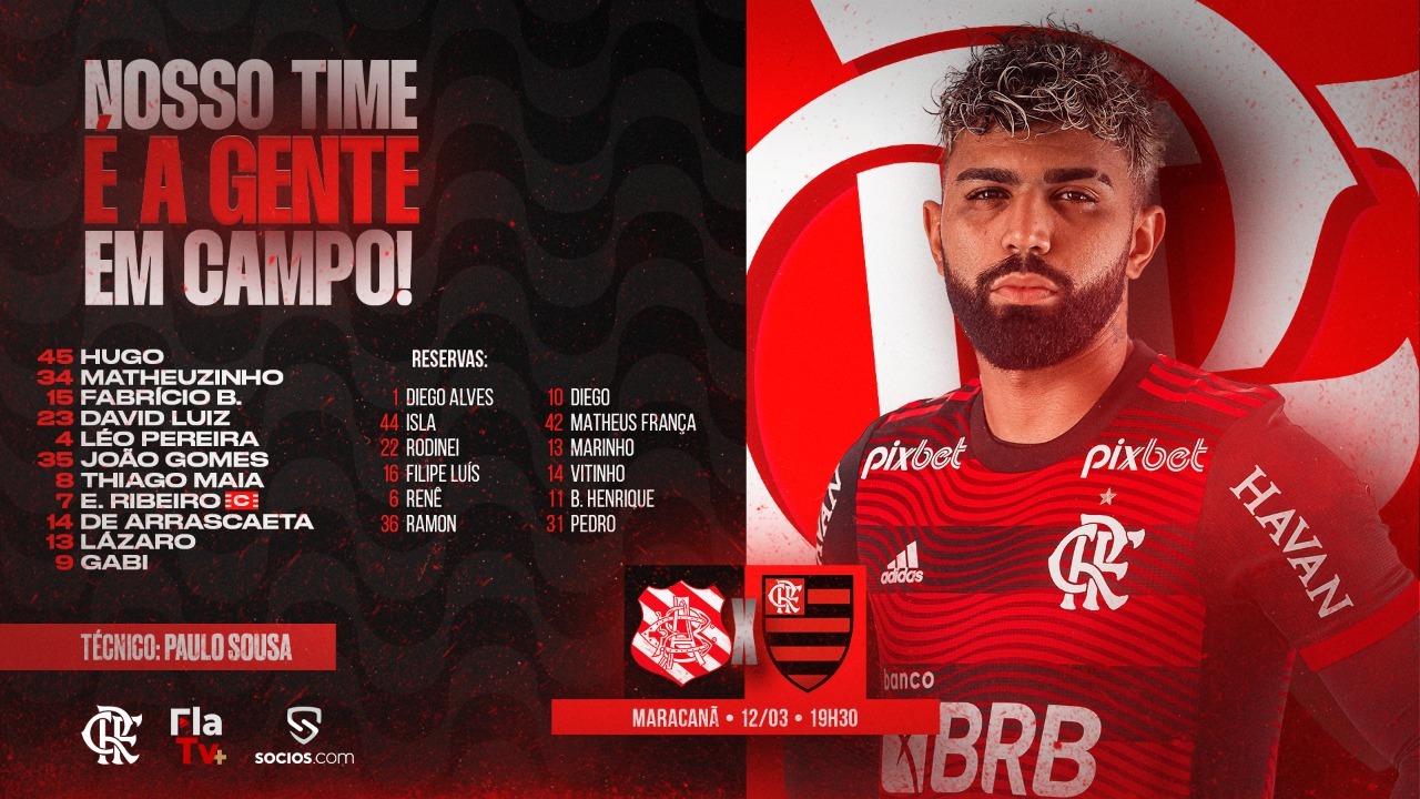Flamengo escalado para pegar o Bangu pelo Campeonato Carioca