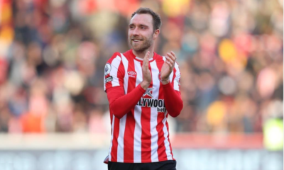 Eriksen em ação pelo Brentford, da Inglaterra