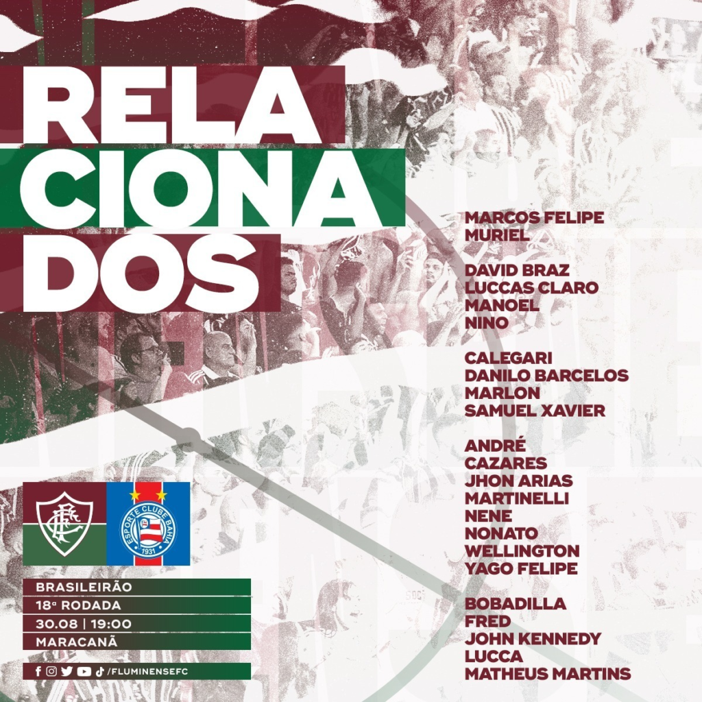 Com cinco desfalques, Marcão fecha lista de relacionados para o jogo contra o Bahia