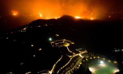 imagem aérea de incêndio na Grécia