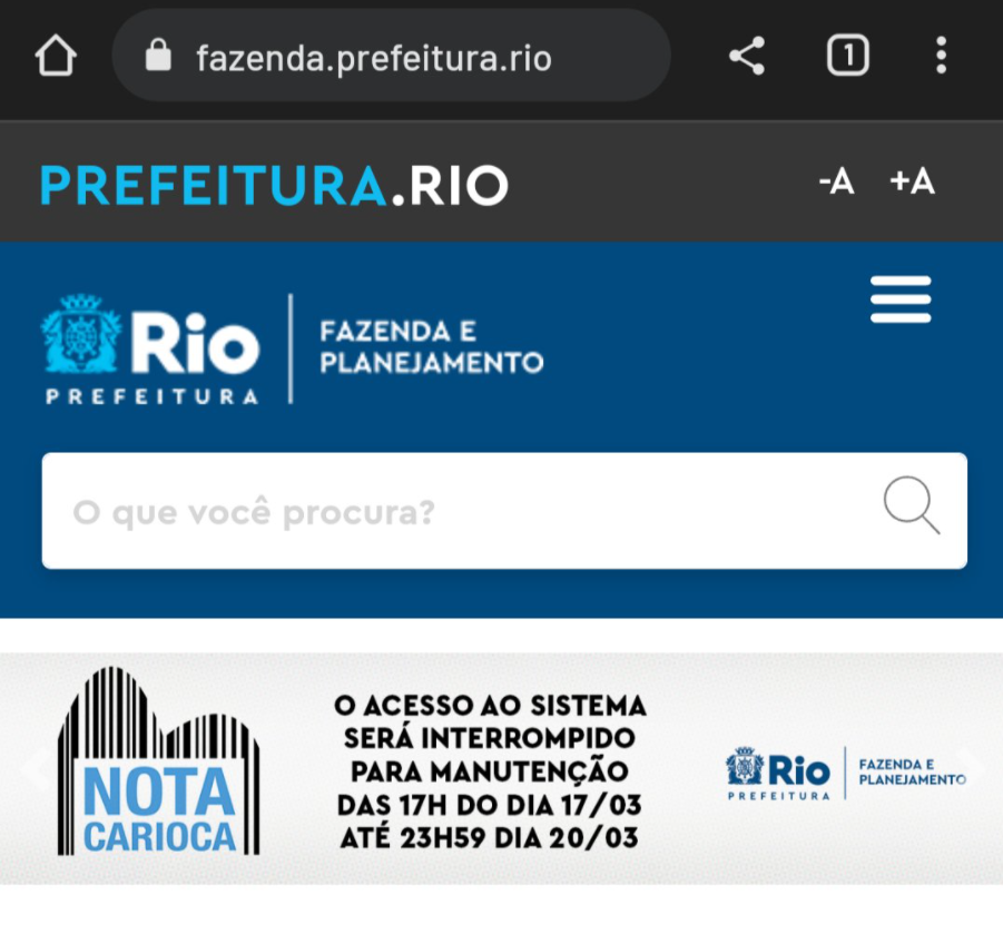 nota carioca fora do ar até segunda-feira