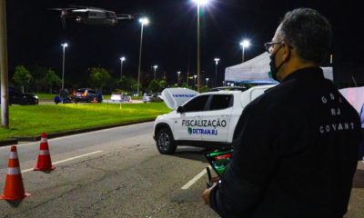 Operação Detran com Drones para coibir pegas na Barra da Tijuca