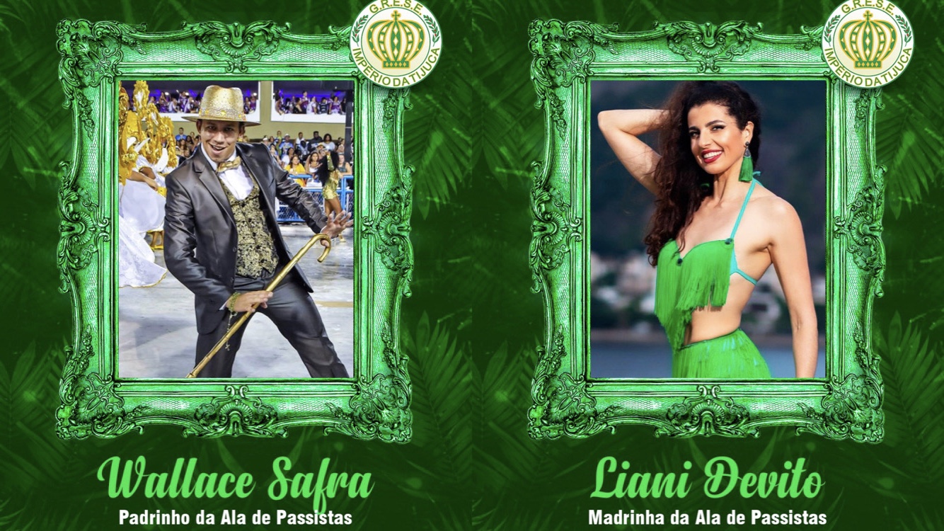 Casal apadrinha Ala de Passistas do Império da Tijuca Liani Devito e Wallace Safra