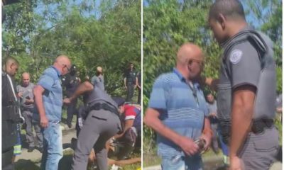 Pai flagra filho sendo preso por roubo em SP (Foto: Reprodução)