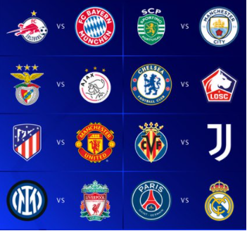 JOGOS DA UEFA CHAMPIONS LEAGUE, OITAVAS DE FINAL 2022