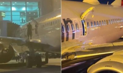 Passageiro sobe em asa de avião em Miami