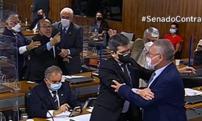 Randolfe Rodrigues tenta conter o relator Renan Calheiros de se aproximar de Jorginho Mello